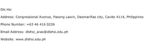 Dls Hsi Address, Contact Number of Dls Hsi.